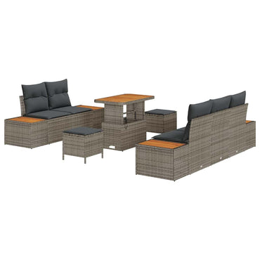 vidaXL Garten-Sofa-Set mit Kissen 8 pcs Hellgrau und Dunkelgrau