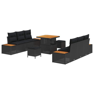 vidaXL Ensemble de canapés de jardin avec coussins 9 pcs Résine tressée Noir