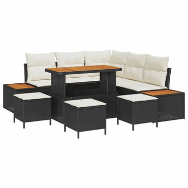 vidaXL Ensemble de canapés de jardin avec coussins 9 pcs Résine tressée Noir