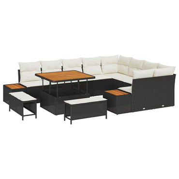 vidaXL Gartensofa-set mit Kissen 12 pcs Schwarz Poly Rattan
