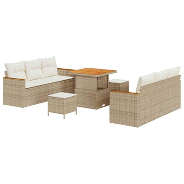 vidaXL Gartensofa-set mit Kissen 11 pcs Beige und Creme Poly-Rattan