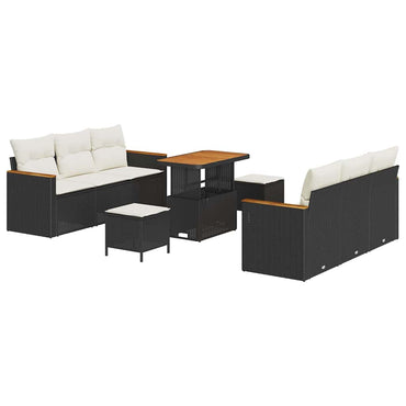 vidaXL Salon de jardin avec coussins 11 pcs Noir et crème Résine tressée