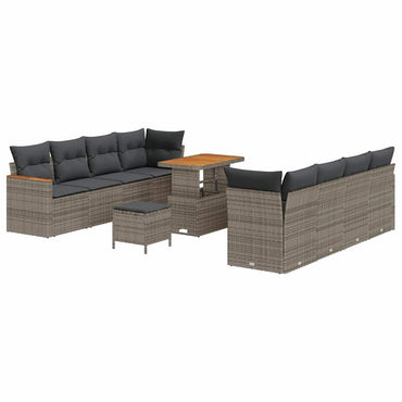vidaXL Gartensofa-set mit Kissen 12 pcs Grau Poly-Rattan