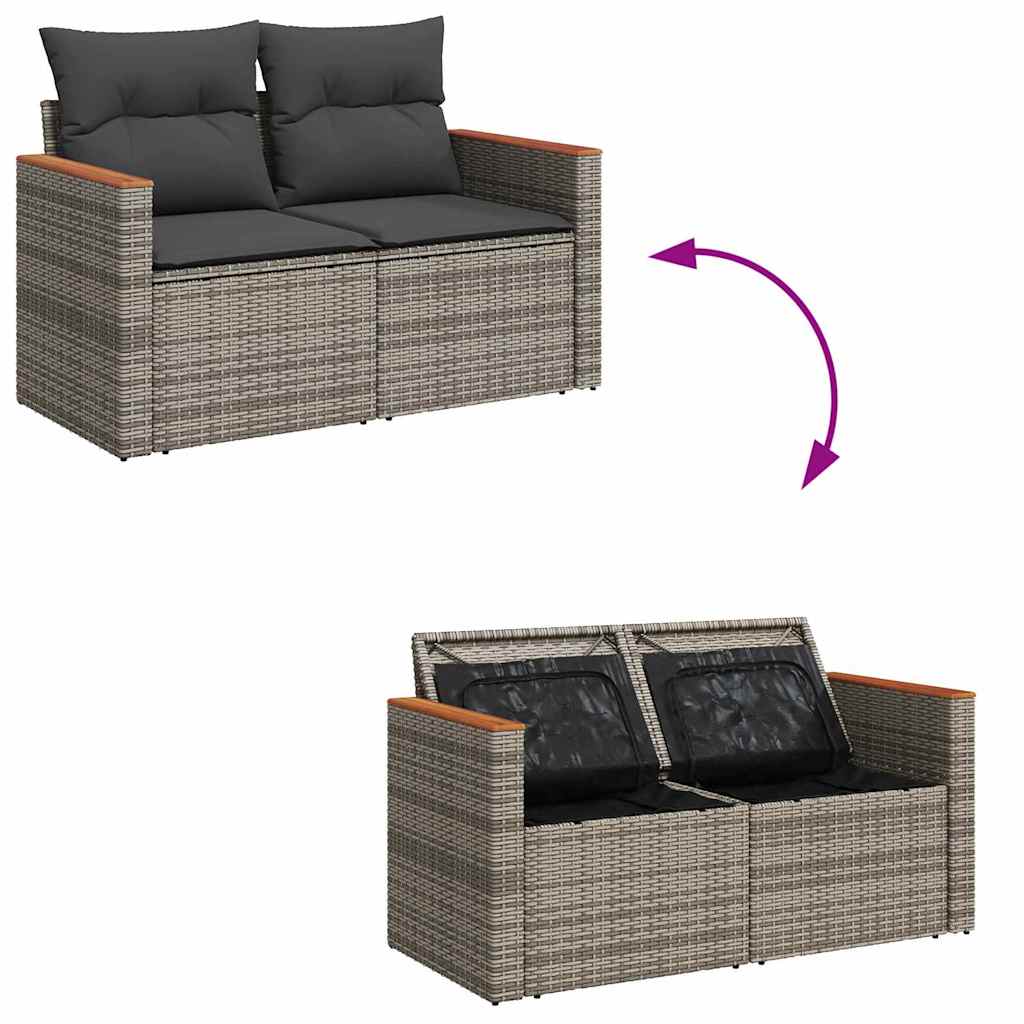 vidaXL Gartensofa-set mit Kissen 12 pcs Grau Poly-Rattan
