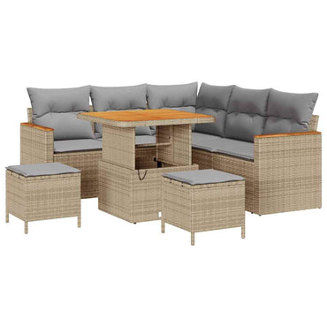 vidaXL Gartensofa-set mit Kissen 8 pcs Beige Poly Rattan