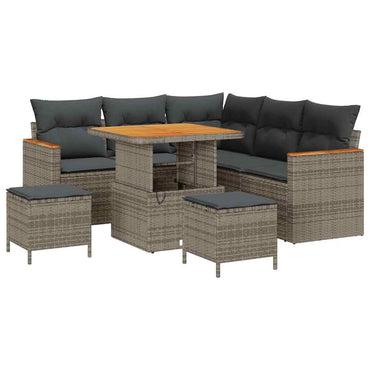 vidaXL Gartensofa-set mit Kissen 8 pcs Grau Poly Rattan