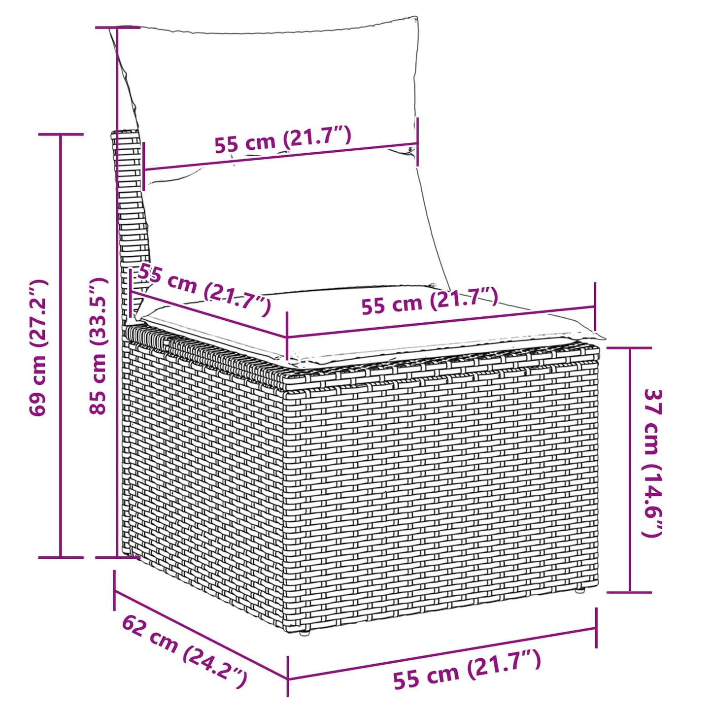 vidaXL Ensemble de canapés de jardin avec coussins 13 pcs Noir résine tressée