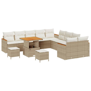 vidaXL Ensemble de canapés de jardin avec coussins 13 pcs Beige Résine tressée