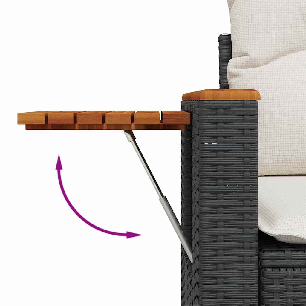 vidaXL Gartensofa-set mit Kissen 13 pcs Schwarz und Creme Poly-Rattan