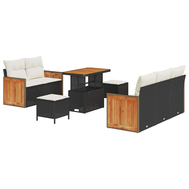 vidaXL Ensemble de canapé de jardin avec coussins 10 pcs Noir et crème Résine tressée