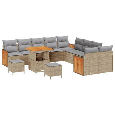 vidaXL Gartensofa-set mit Kissen 17 pcs Beige und Hellgrau Poly-Rattan