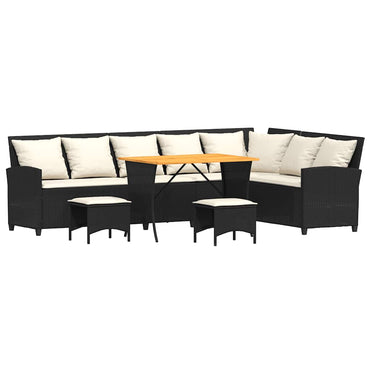 vidaXL 4tlg. Garten-Sofagarnitur mit Kissen L-Form Schwarz Poly Rattan