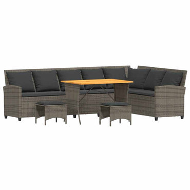 vidaXL 4-tlg. Garten-Sofagarnitur mit Kissen L-Form Grau Poly Rattan