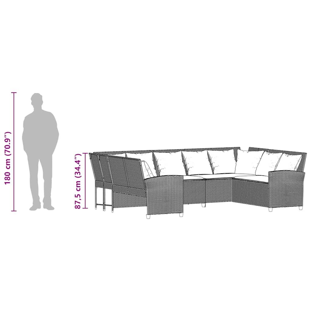 Gartensofa mit Kissen Braun Poly Rattan