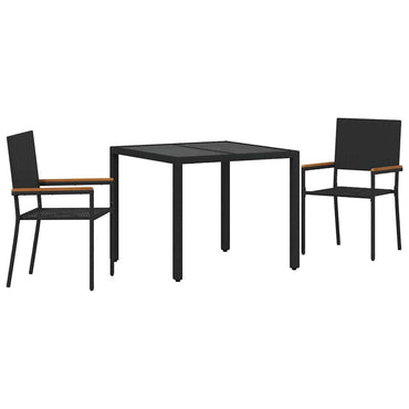 vidaXL Garten Essgruppe 3 pcs Schwarz Poly-Rattan