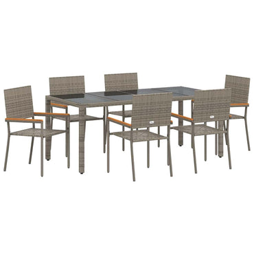 vidaXL Garten Essgruppe 7 pcs Grau Poly-Rattan