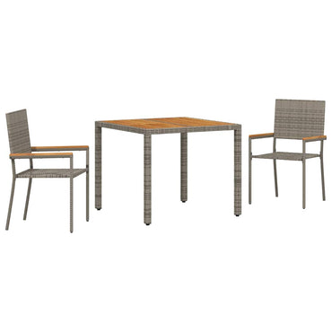 vidaXL Garten Essgruppe 3 pcs Grau Poly-Rattan