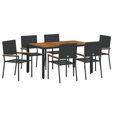vidaXL Garten Essgruppe 7 pcs Schwarz Poly-Rattan