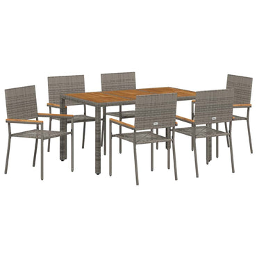 vidaXL Garten Essgruppe 7 pcs Grau 150 x 90 x 75 cm Poly-Rattan
