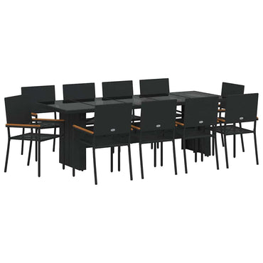 vidaXL Garten Essgruppe 11 pcs Schwarz Poly-Rattan