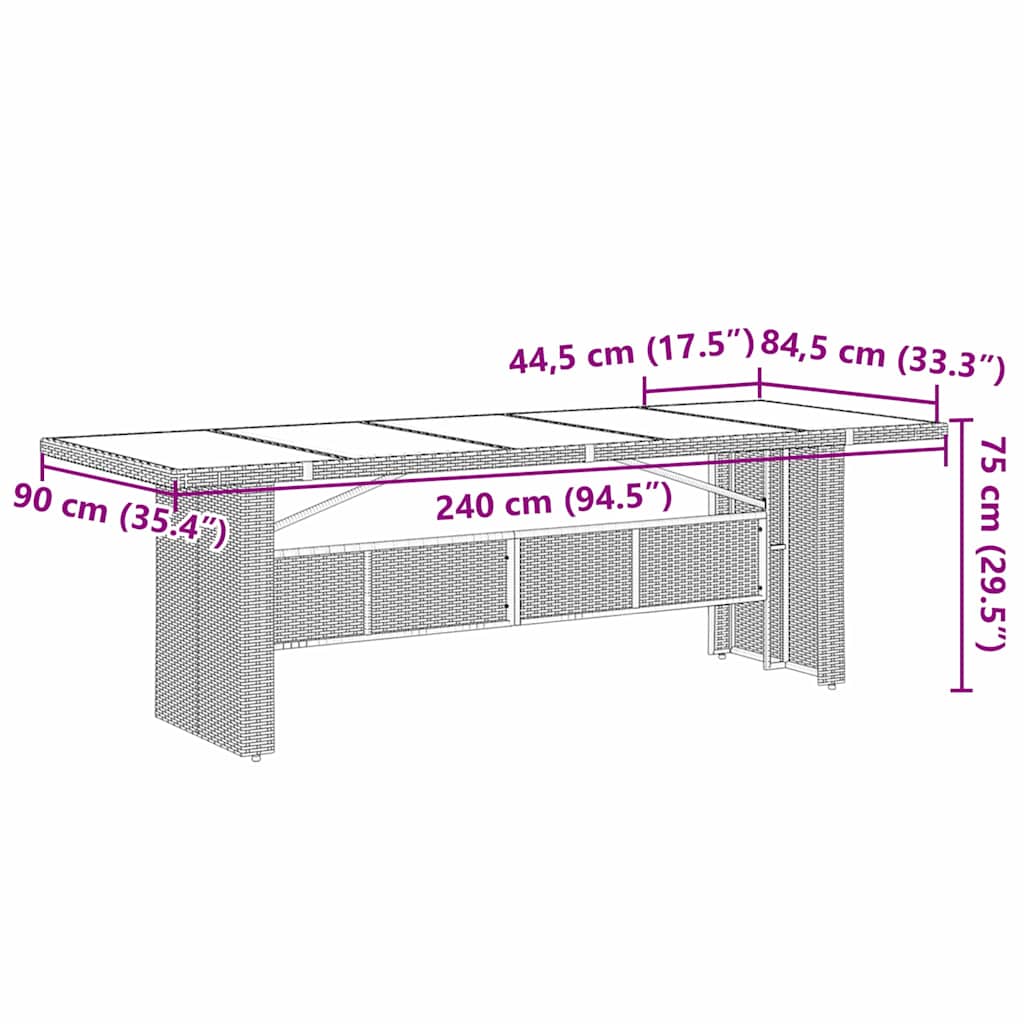 vidaXL Garten Essgruppe 11 pcs Schwarz Poly-Rattan