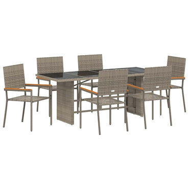 vidaXL Garten Essgruppe 7 pcs Grau Poly-Rattan
