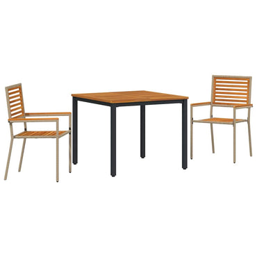 vidaXL Garten Essgruppe 3 pcs Beige und Braun 90 x 90 x 75 cm