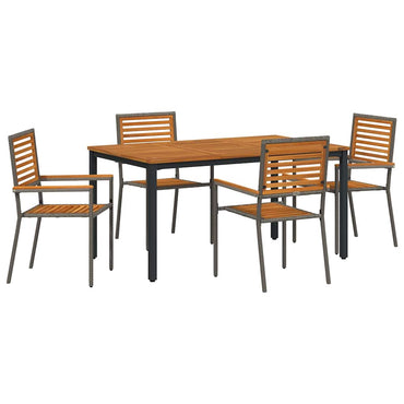 vidaXL Salon de jardin à dîner 5 pcs Gris et marron Résine tressée