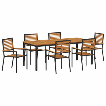 vidaXL Ensemble de salle à manger de jardin 7 pcs Noir et Marron Résine tressée