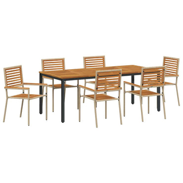 vidaXL Ensemble de salle à manger de jardin 7 pcs Beige et marron Poly rotin
