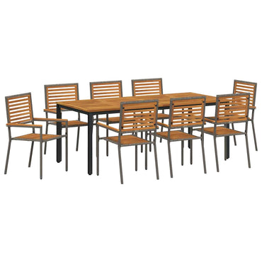 vidaXL Ensemble de salle à manger de jardin 9 pcs Gris et marron Résine tressée