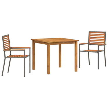 vidaXL Garten Essgruppe 3 pcs Grau Massivholz Akazie