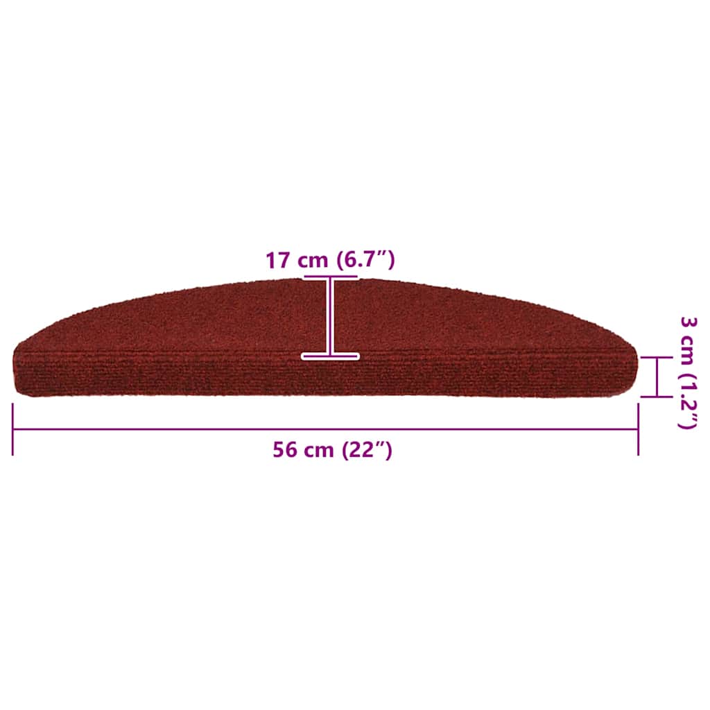 vidaXL Stufenmatten Selbstklebend 20 Stk. 56x17x3 cm Bordeauxrot Halbrund
