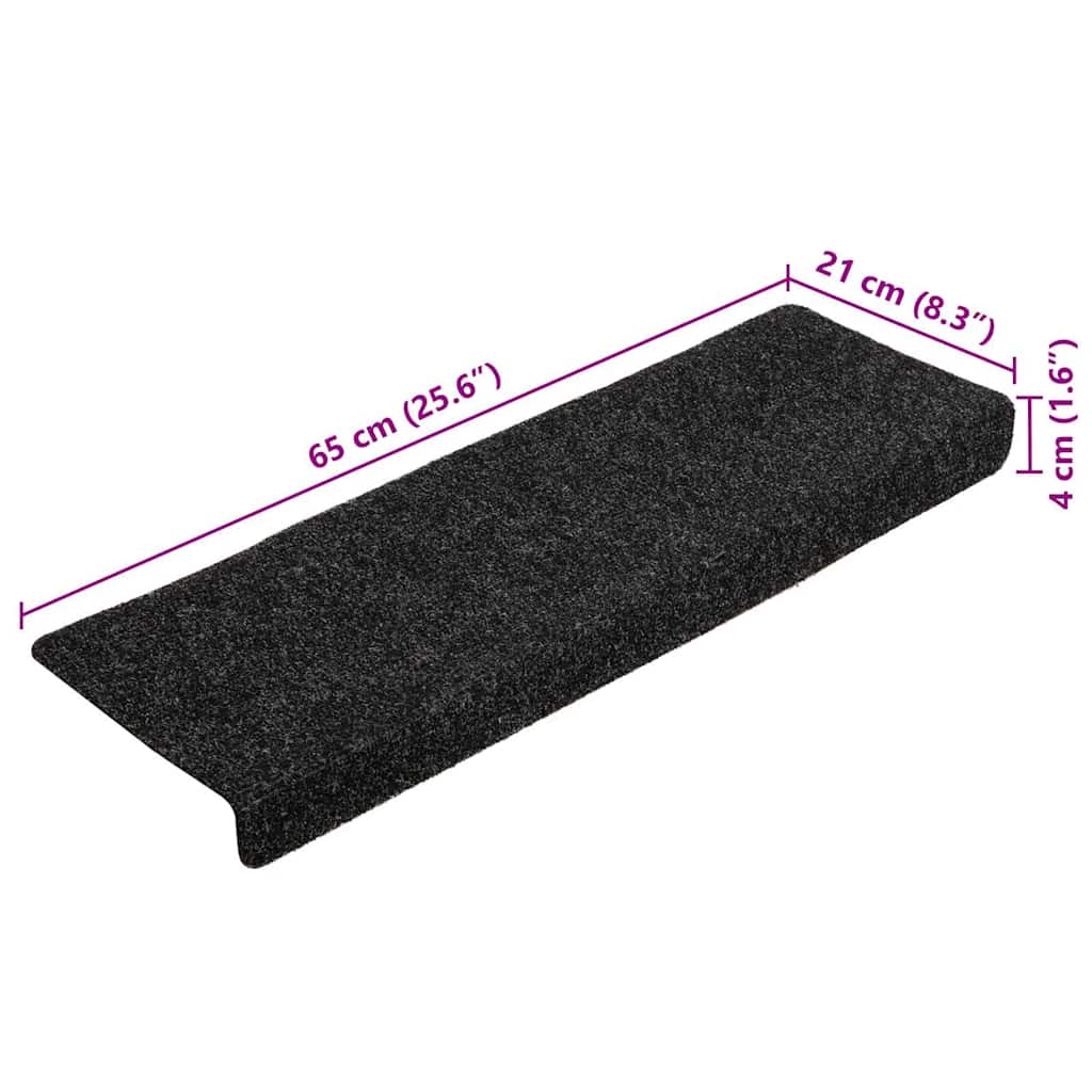 Stufenmatten Selbstklebend 20 Stk. 65x21x4 cm Schwarz Rechteckiger Rand