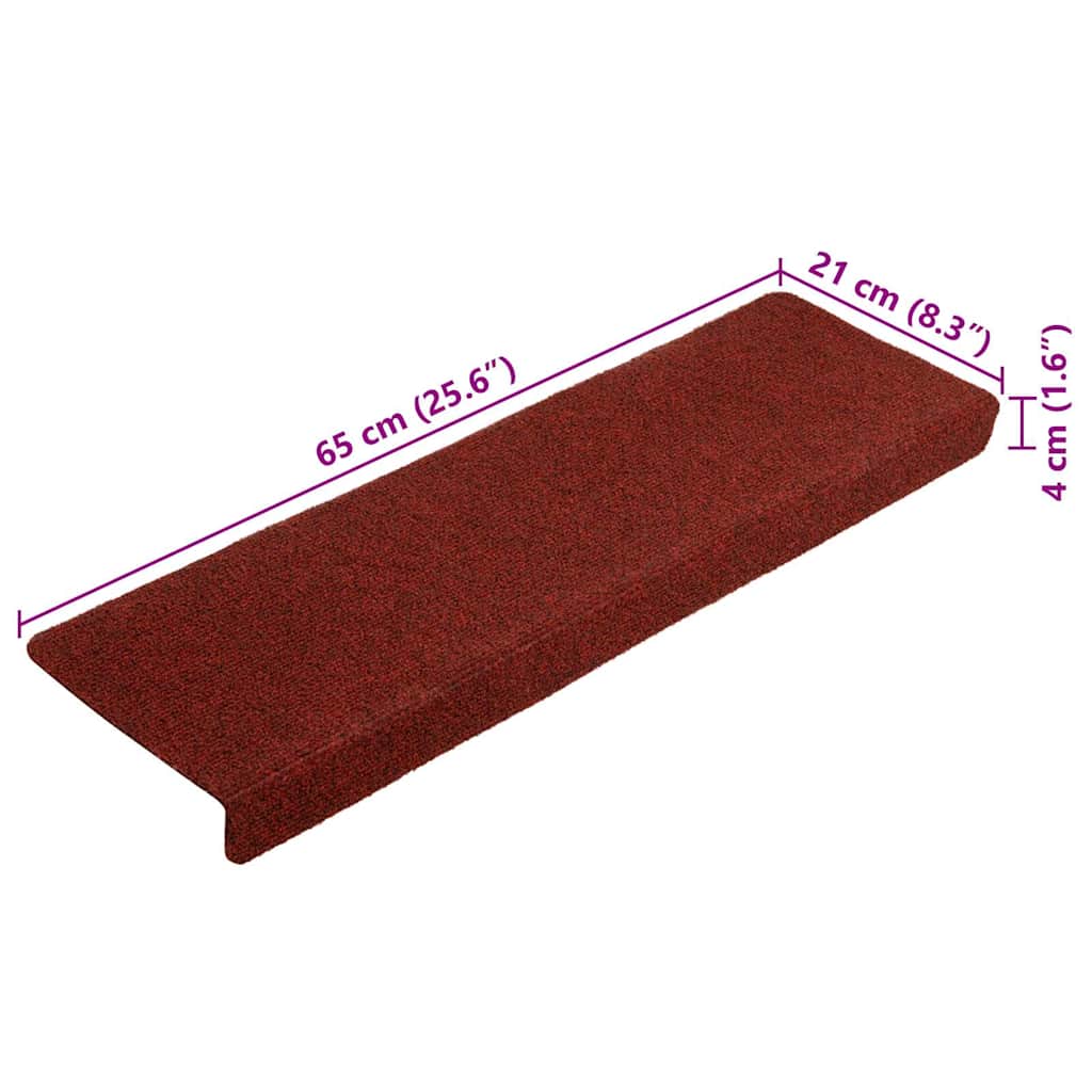 vidaXL Stufenmatten Selbstklebend 20 Stk. 65x21x4 cm Bordeauxrot Rechteckiger Rand