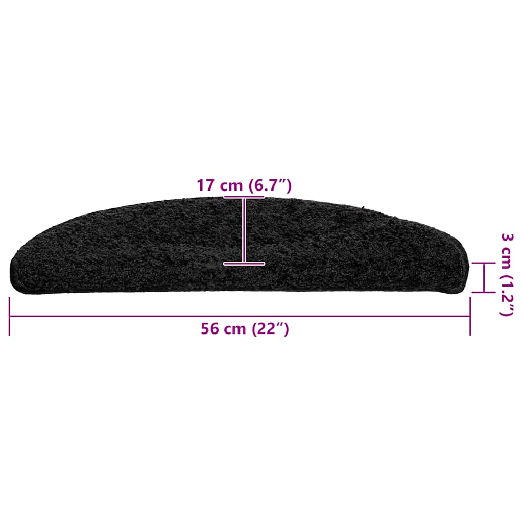 Stufenmatten 20 Stk. 56x17x3 cm Schwarz Halbrund