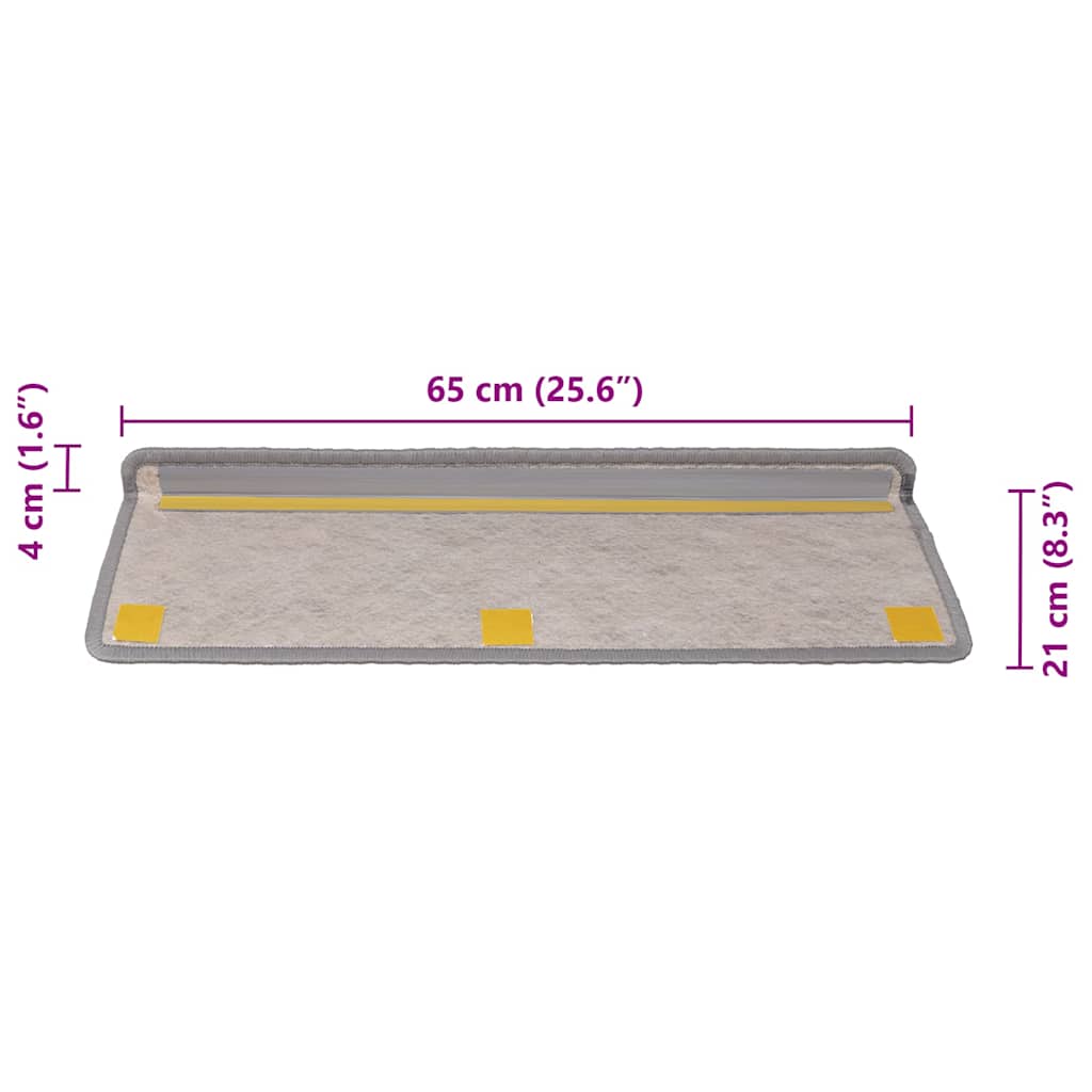 Stufenmatten Selbstklebend Sisal-Optik 30Stk. 65x21x4cm Silbern