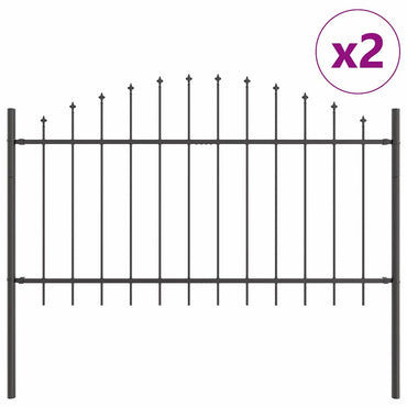 vidaXL Gartenzaun 2 pcs Grau 170 x 140 cm Pulverbeschichteter Stahl