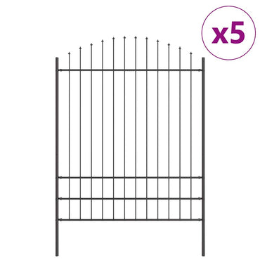 vidaXL Clôture de jardin 5 pcs Gris 170 x 225 cm Acier enduit de poudre