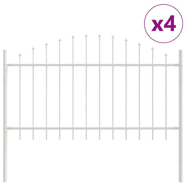 vidaXL Gartenzaun 4 pcs Weiß 170 x 140 cm Pulverbeschichteter Stahl