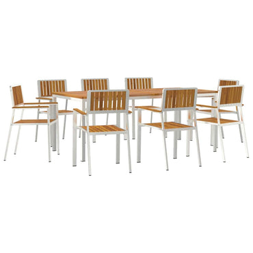 vidaXL Outdoortisch-Set 9 pcs Braun Massivholz Akazie
