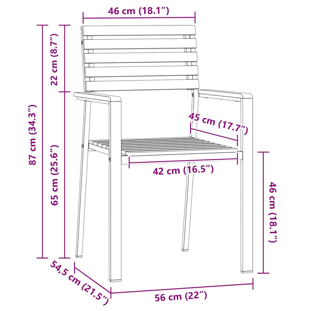 vidaXL Chaises de jardin 6 pcs bois huilé naturel 56 x 54,5 x 87 cm acacia massif
