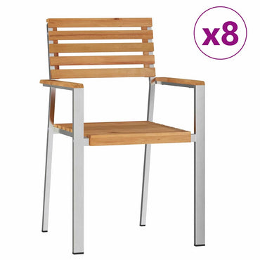 vidaXL Chaise de jardin 8 pcs Huile-naturel 56 x 54,5 x 87 cm Bois de teck massif