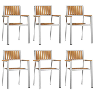 vidaXL Chaises de jardin 6 pcs Marron 56 x 54,5 x 87 cm Bois de teck massif