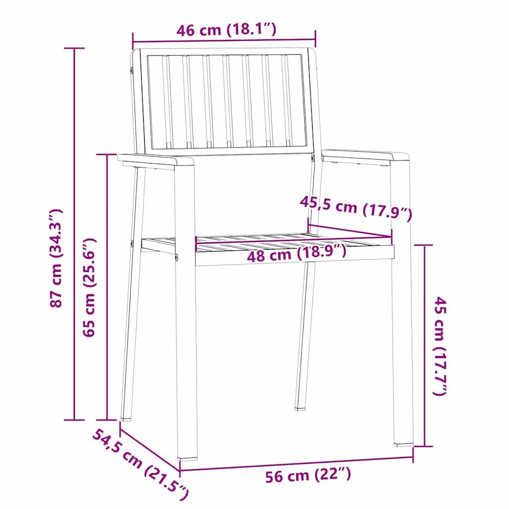 vidaXL Gartenstuhl 6 pcs Braun 56 x 54,5 x 87 cm Massivholz Teak