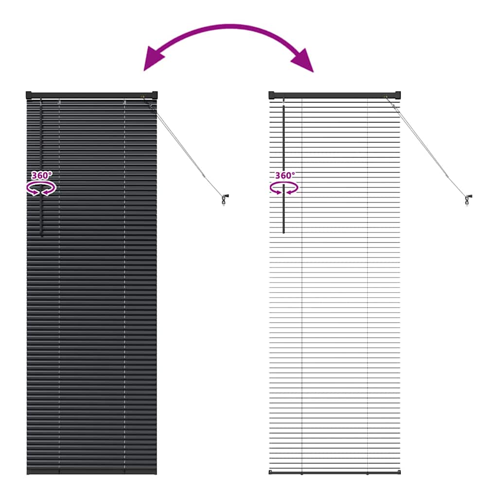 Balkenjalousien Schwarz 175 x 60 cm Aluminium
