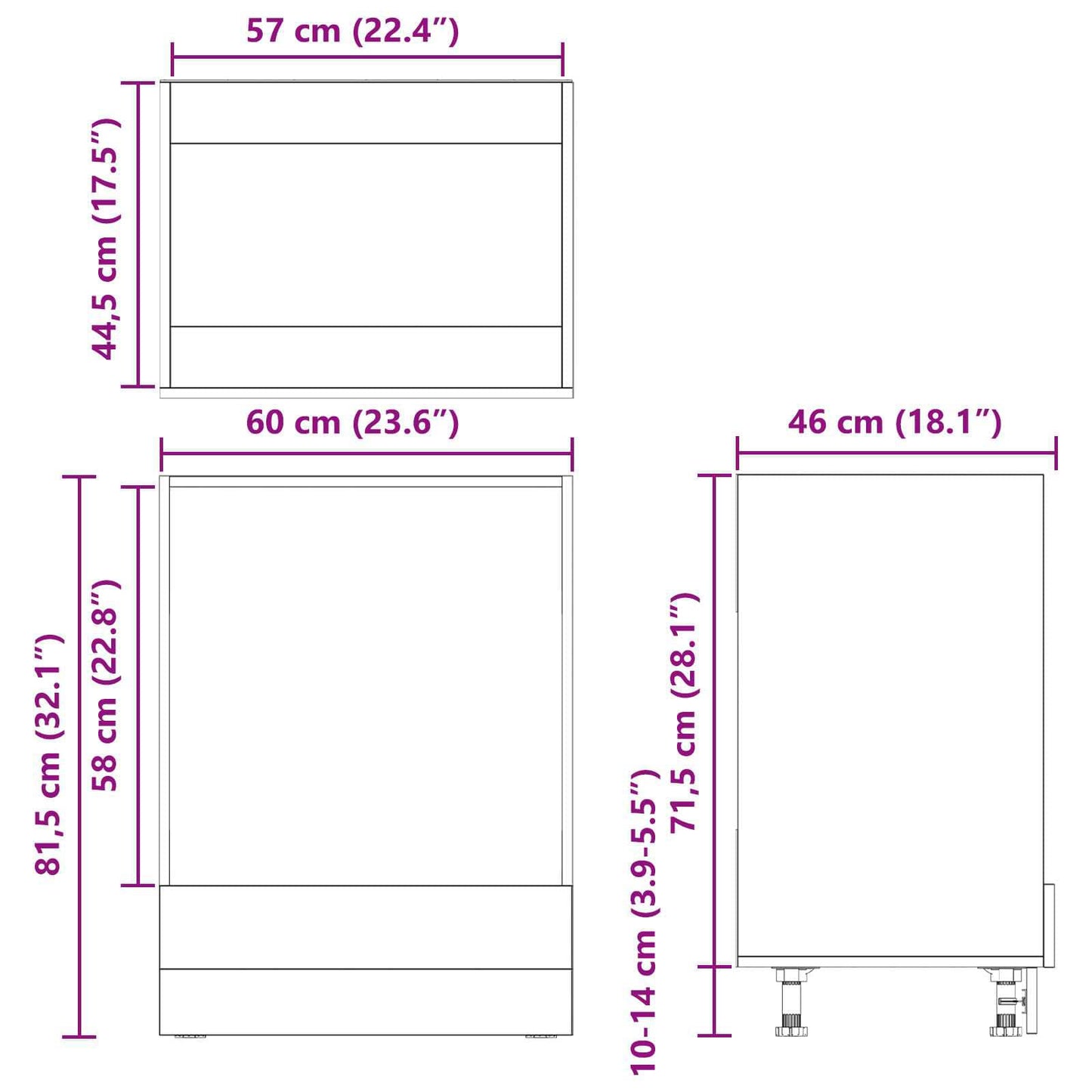 vidaXL Hängeschrank Schwarz Eichen-Optik 60 x 46 x 81,5 cm