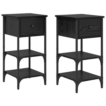 vidaXL Nachttisch 2 pcs Schwarz Eichen-Optik 33,5 x 36 x 70 cm