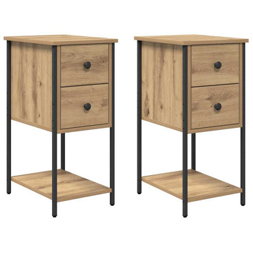 vidaXL Nachttisch 2 pcs Eiche handwerklich 32 x 42 x 70 cm