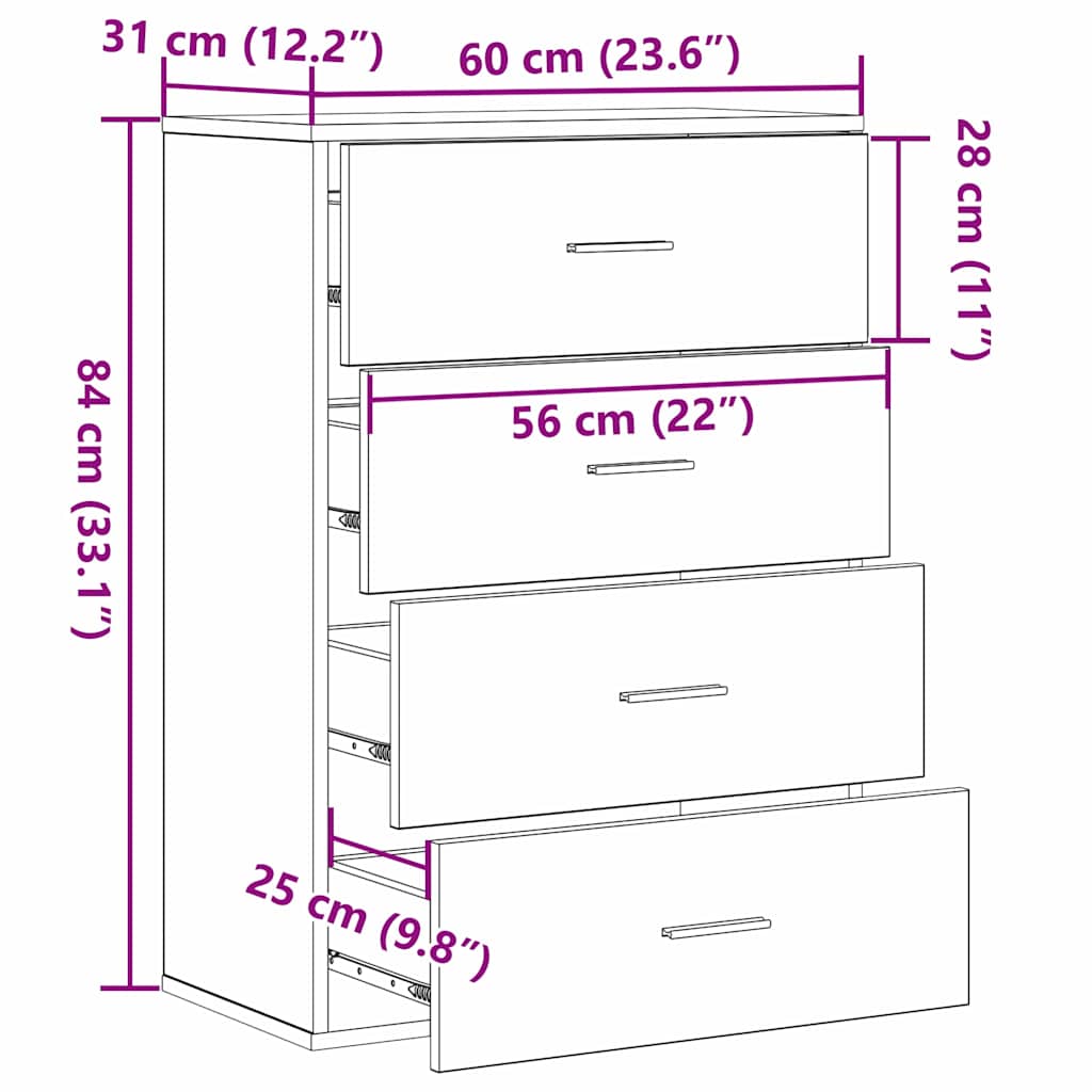 vidaXL Sideboard Artisan-Eiche 60 x 39 x 80 cm Holzwerkstoff